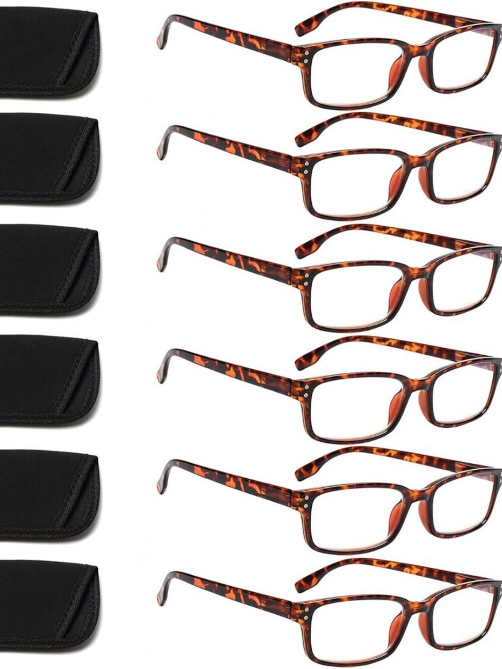 6-Pack Blue Light Blocking Reading Glasses, Spring Hinge Computer Eyewear for